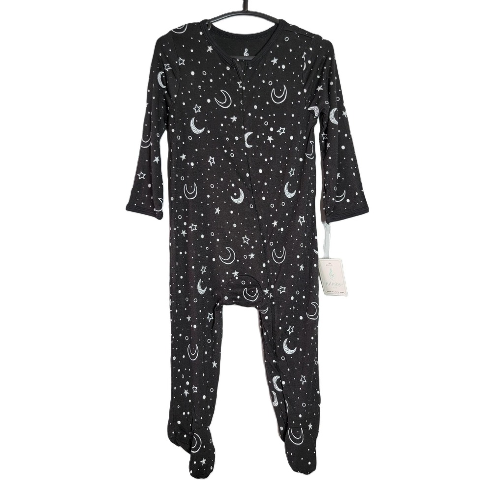 Lullaby Lane Baby‎ Celestial 6-9 M Footed Pajamas Sleepers Stars Moons Black NWT